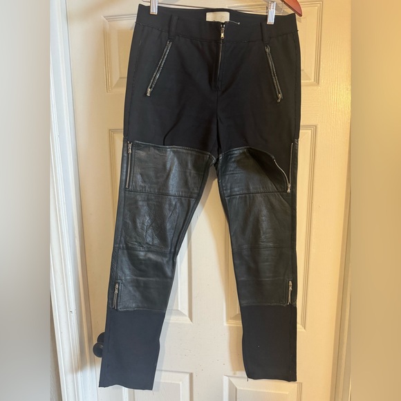 3.1 Phillip Lim Black on black Lamb skin leather and cotton… Skinny Pants - Picture 2 of 7